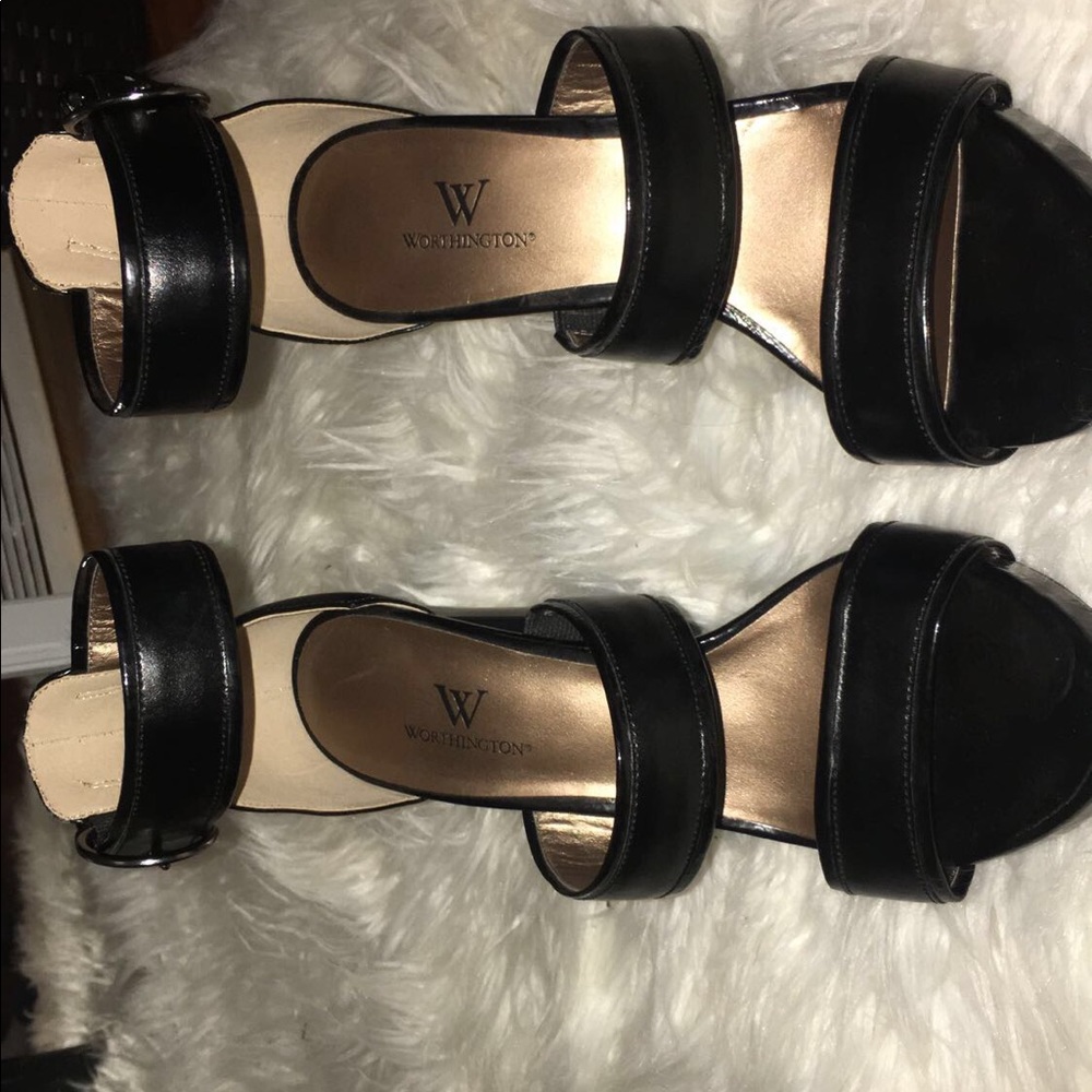 Black strapped high heel sandals